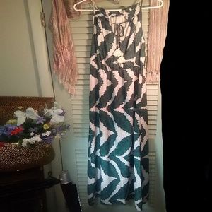 Collective Concepts Green and White Maxi Dress
